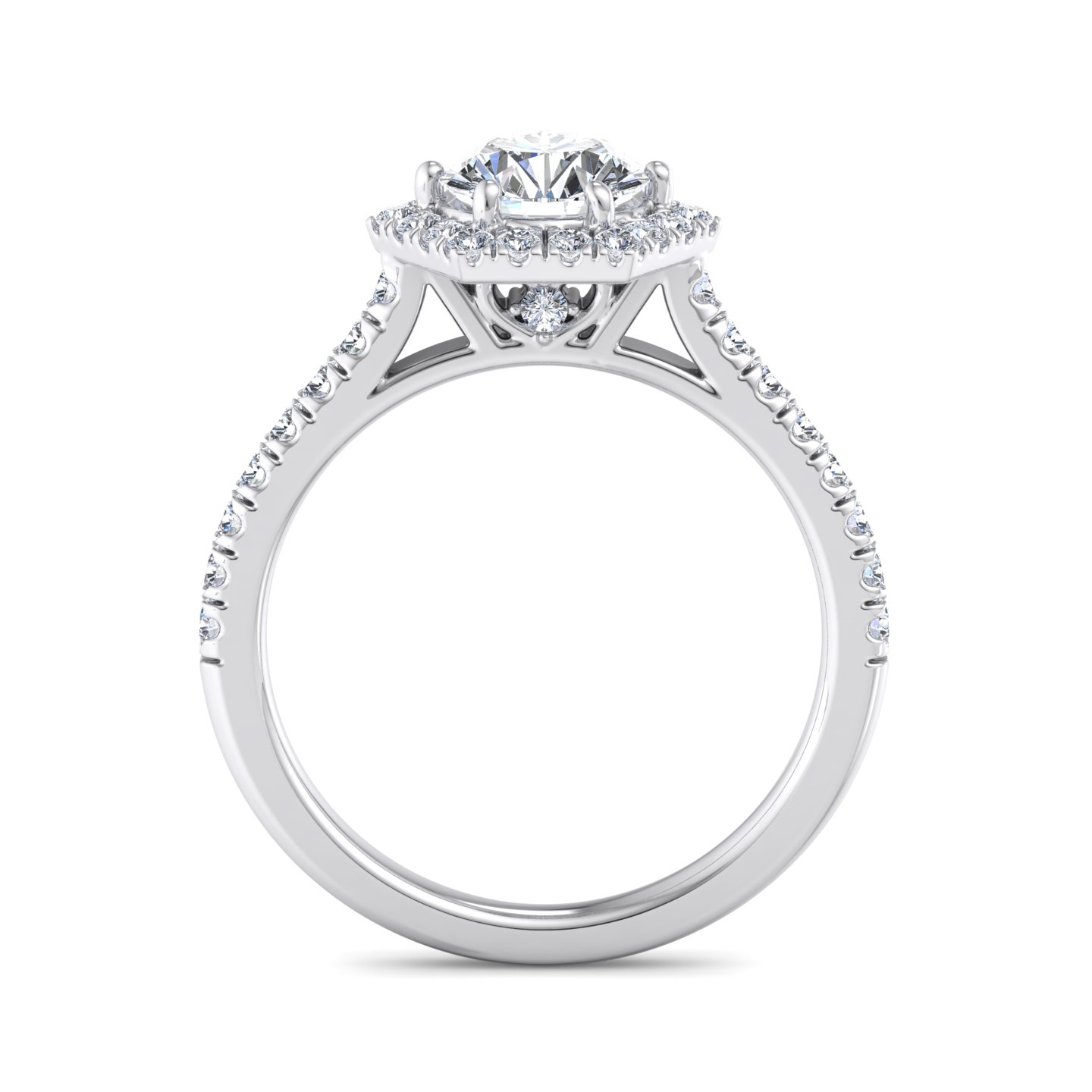 Lily Hexagon frame Halo Engagement Ring